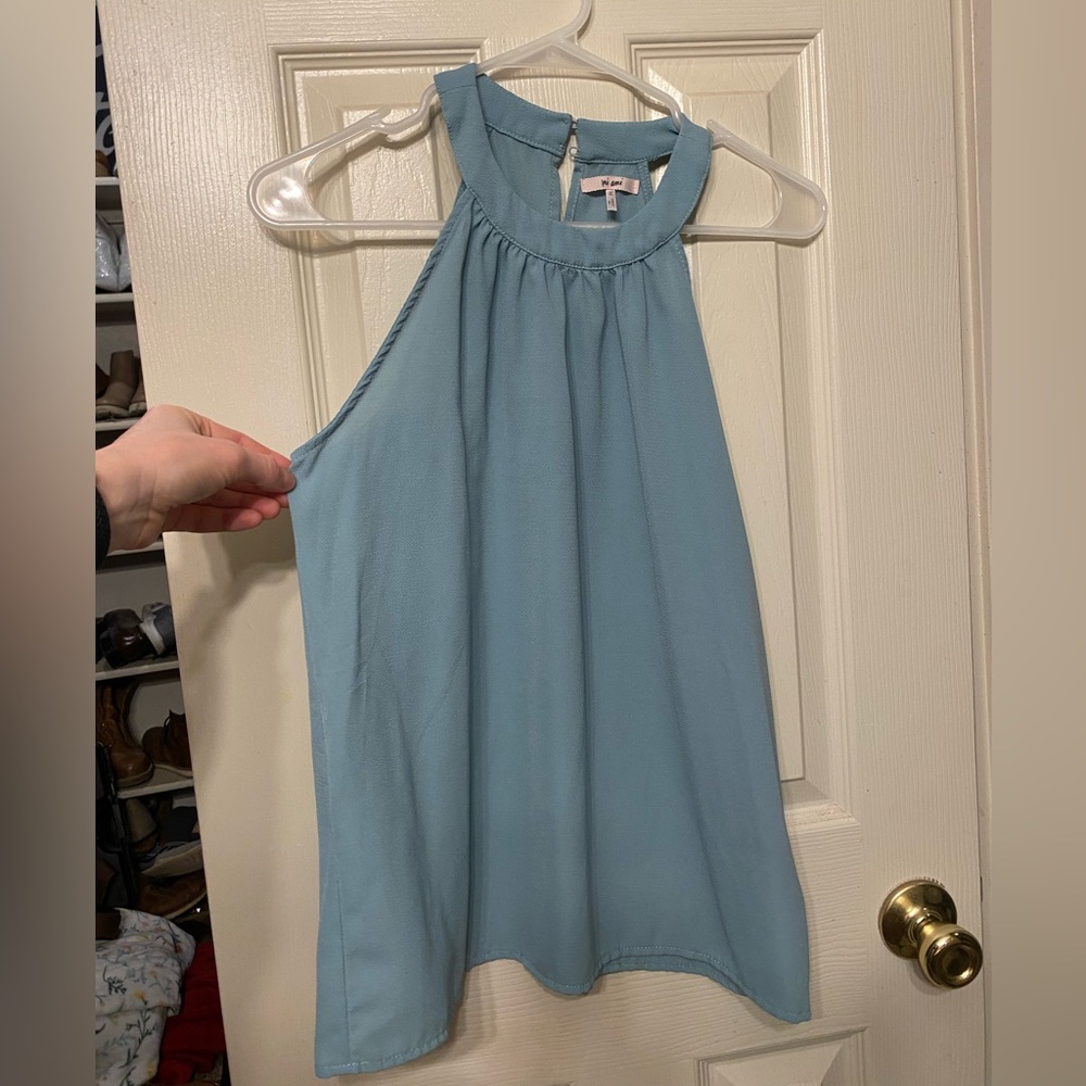 Blue high neck tank